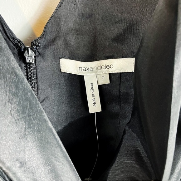 MAX & CLEO Black V-Neck Sleeveless Pleated Ruffle Cocktail Dress - 2 - Picture 3 of 9